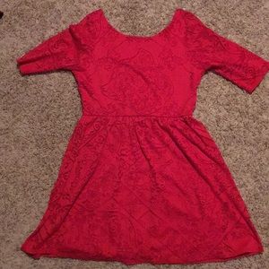 Lace Red Dress with sleeves to elbows